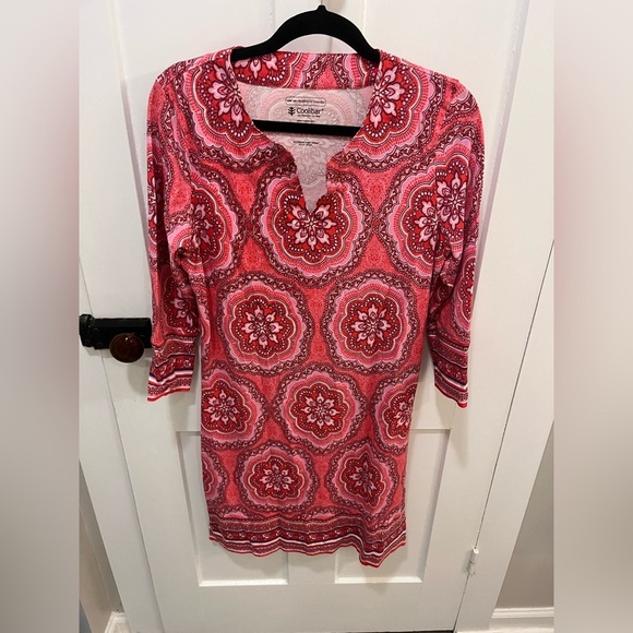 Coolibar Oceanside Tunic Dress Pink UV Sun Protection Medium - Picture 1 of 6